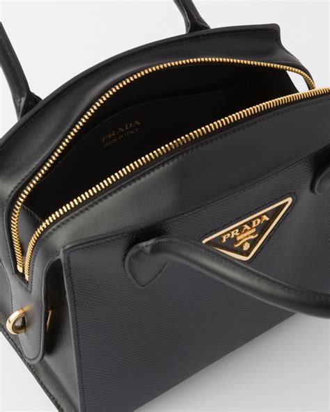 prada black and white bag|prada saffiano black small.